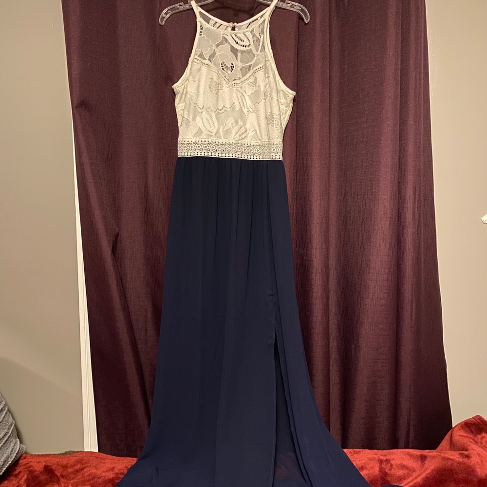 White and blue dress